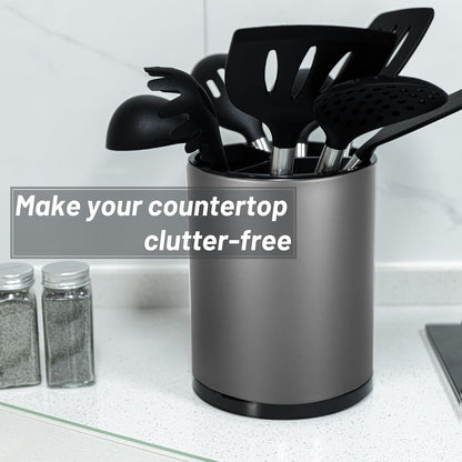 Kitchen Utensil Holder for Countertop 360° Rotating Utensil Caddy Extra Large Utensil Crock Cooking Utensil Holder for Kitchen Counter