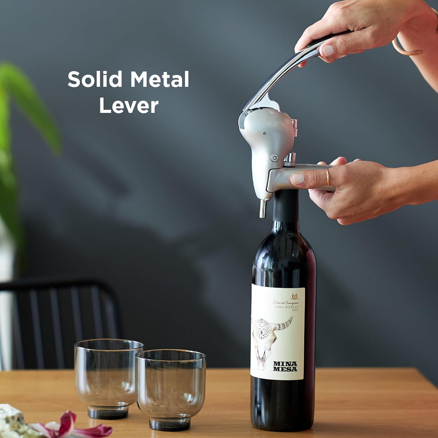 Rabbit Original Lever Corkscrew Wine Opener with Foil Cutter and Extra Spiral (Silver)
