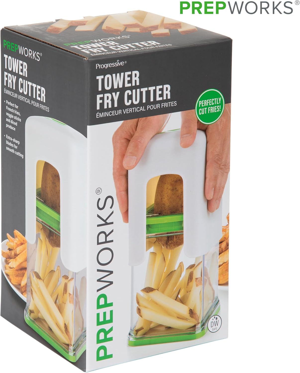 PrepWorks Tower Fry Cutter – Heavy-Duty Potato Cutter for Perfect Fries, Easy-to-Use, Stainless Steel Blades, BPA-Free