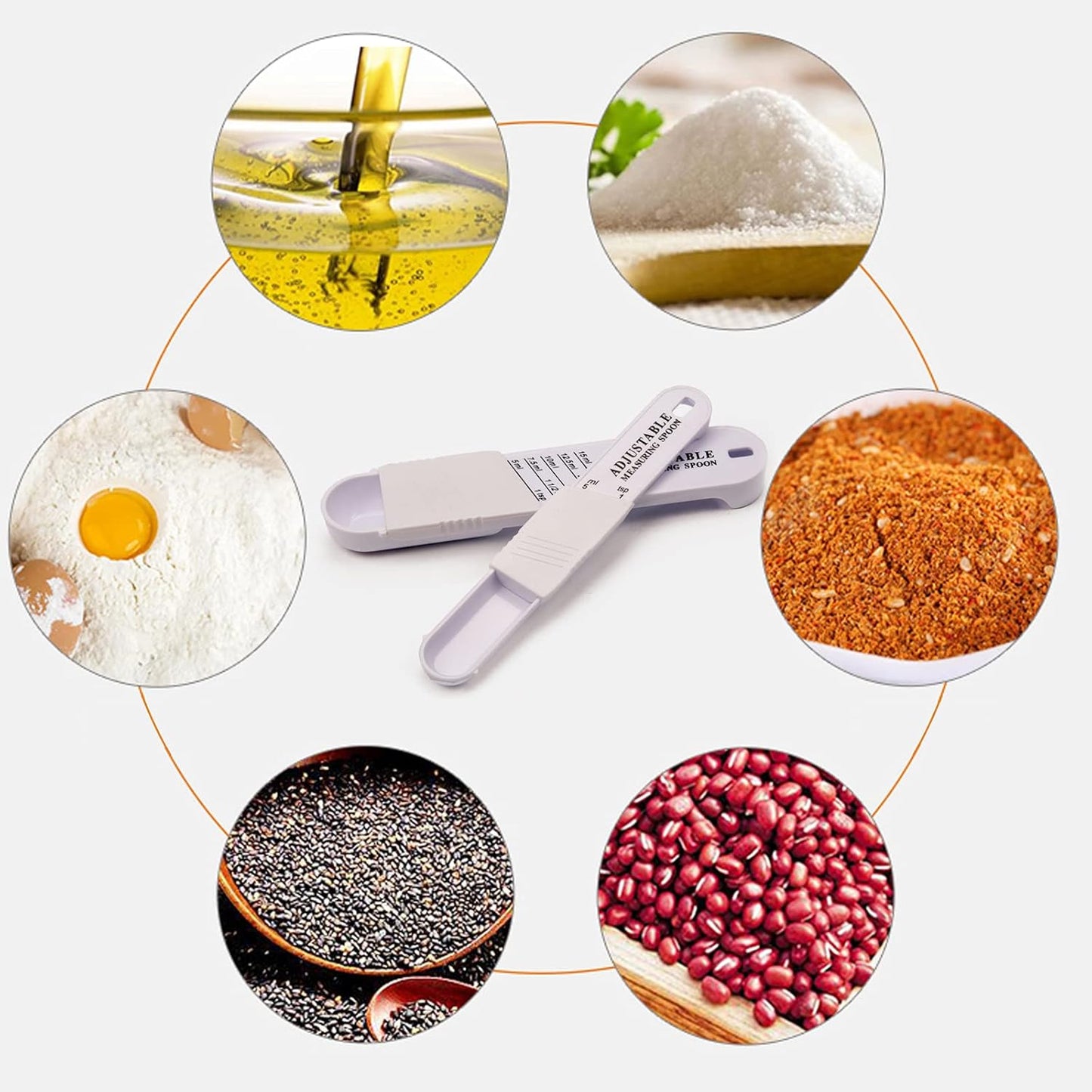 Adjustable Measuring Spoon, Double End All in One Adjustable Scale Metering Spoon for Baking, Cooking, Powder, Oil, Sugar, Salt (Set of 2)