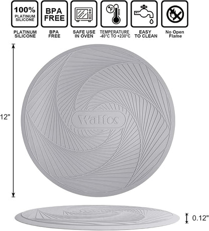 Walfos Silicone Trivet Mats - 4 Heat Resistant Pot Holders, Multipurpose Non-Slip Hot Pads for Kitchen Potholders, Hot Dishers, Jar Opener, Spoon Holder, Food Grade Silicone & BPA Free (Black)