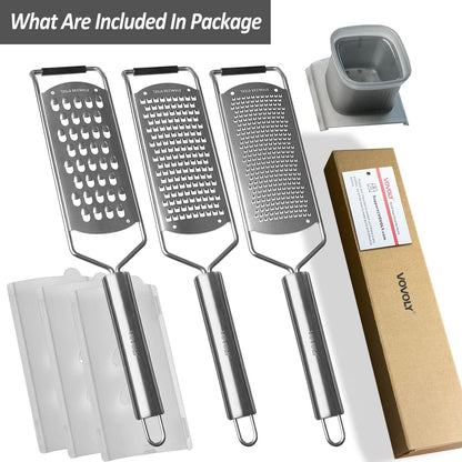 Professional Zester Grater Extra Coarse for Potato, Zucchini, Carrot, Apple, Cabbage and Cheese, Kitchen Grater with Razor-Sharp Stainless Steel Blade (Extra Coarse)