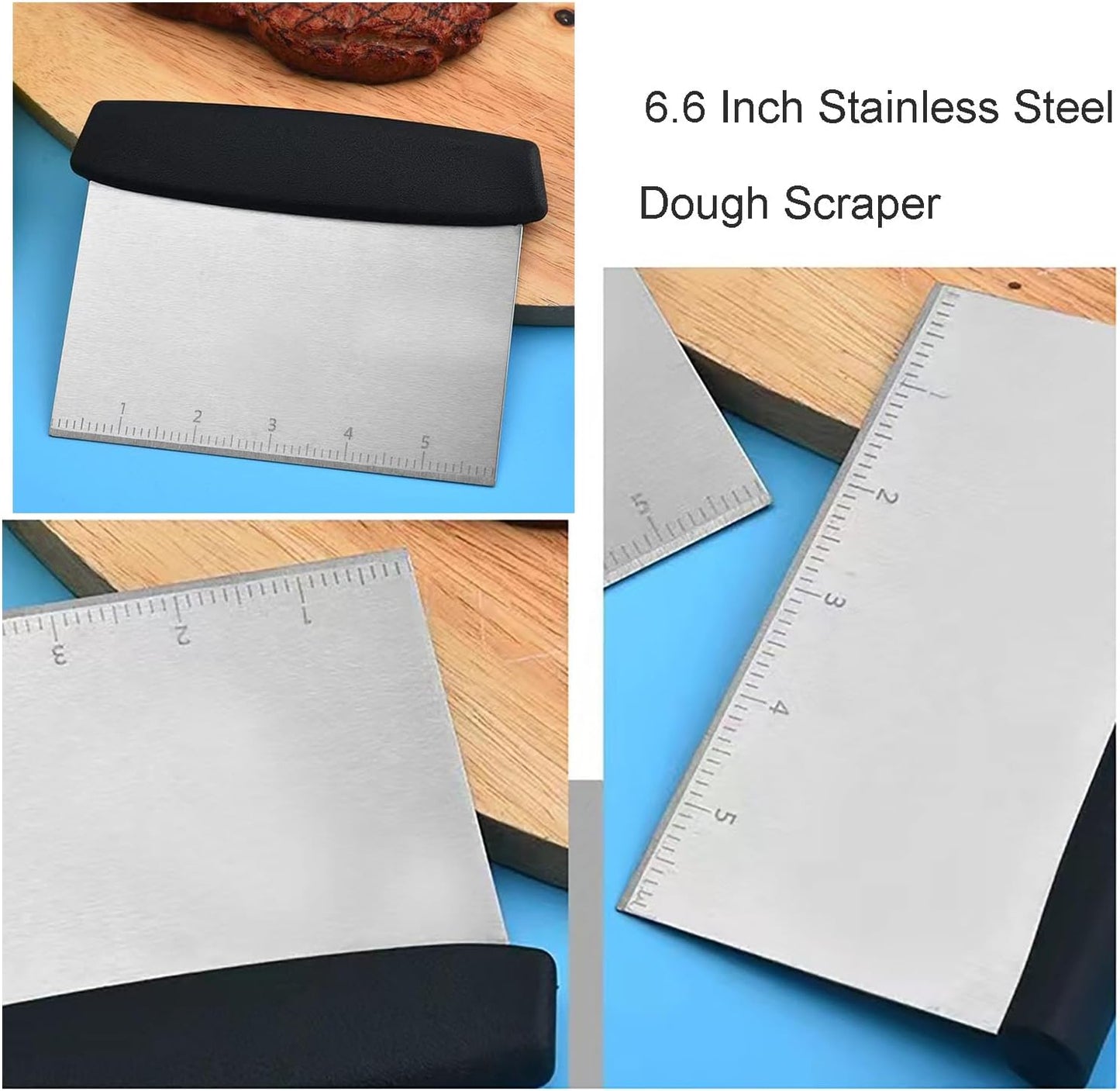 Dough Cutter, 6.6 Inch Stainless Steel Dough Scraper with Scale for Cutting of Pizza, Cake and Dough (1)