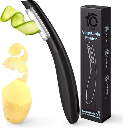 Professional Vegetable Peeler – Ultra Sharp Stainless Steel Blade Kitchen Potatoes Peeler, Ergonomic Non-Slip Handle Effortless & Safe Peeling – Ideal for Apple, Cucumbers, Carrots, Black