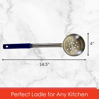 8 Ounce Solid Stainless Steel Portion Control Ladle Spoon for Measuring and Serving; Commercial Grade Serving Scoops [Pack of 2]