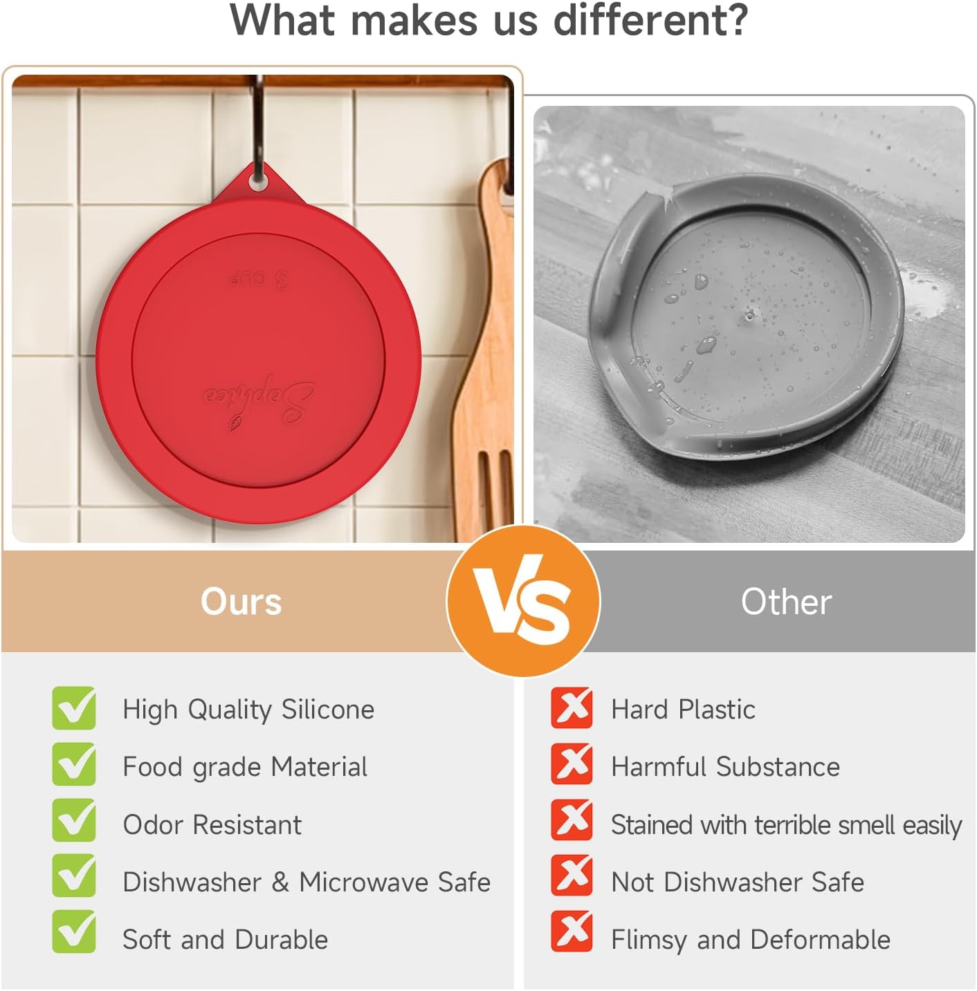 SOPHICO Silicone Replacement Lids for Pyrex Sculpted Glass & Tinted Glass Bowls Mixing Bowls（4 size）