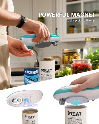 CIRCLE JOY Electric Can Opener, One-Touch Automatic Can Opening with Smooth Edges, Food Safety Handheld Battery-Operated Can Opener for Kitchen and Seniors, Black