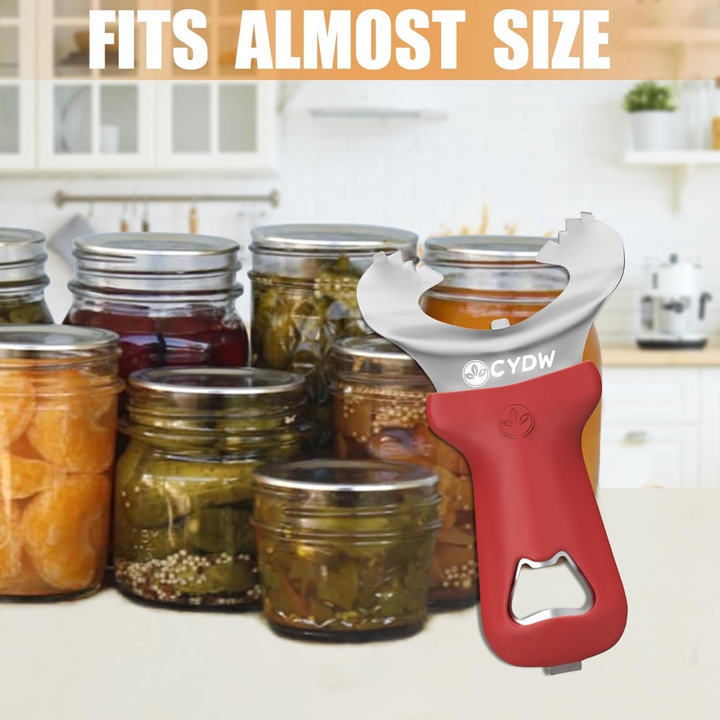 CYDW Mason Jar Opener Tool with Soft Touch Handle, No Lid Dents or Damage, Can Opener Manual Multi-Purpose, Easy Twist Manual Handheld Top Remover, Canning Supplies, Bottle Opener, Made for Lifetime