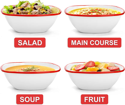 Elsjoy 2 Pack 3 Quart Large Enamel Bowl, 11 Inch Vintage Enamel Mixing Bowl, Kitchen Enamelware for Fruit, Salad, Pasta