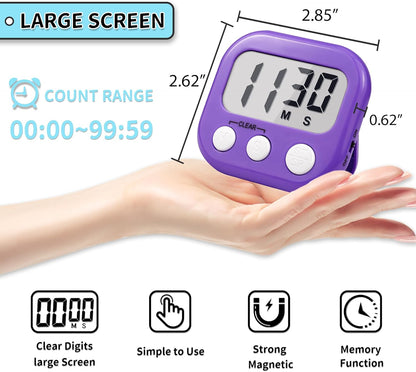 Timer for Kids Teachers Supplies Digital Kitchen Timers for Cooking Large Magnetic Classroom Timer 2Pack-Blue Green