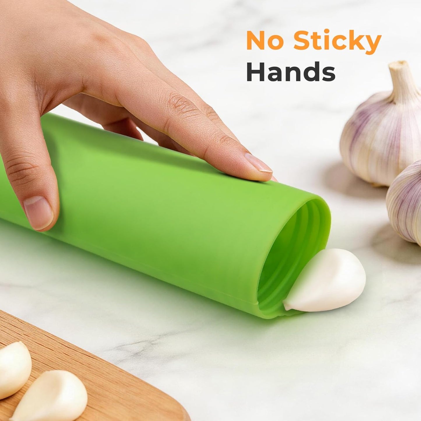 Silicone Garlic Peeler Tube Roller, Effortless Single & Bulk Clove Peeling, Odor-free Kitchen Tool, Stores 10-12 Cloves (Black,Green)