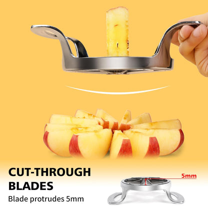 4.72 inches Apple Slicer,12-Blade Extra Large Apple Corer, Heavy Duty Stainless Steel Apple Cutter and Divider with Updated Safe Blade System