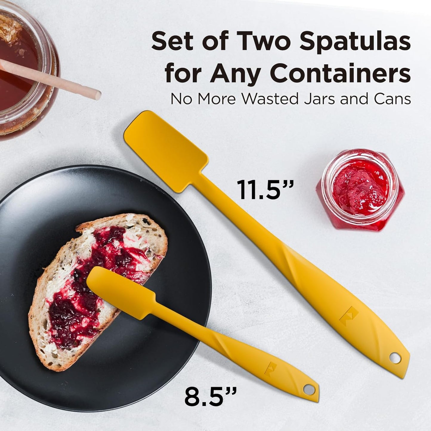 Kitchen Mama WaltzGrip Platinum Silicone Jar and Can Spatula Set: Heat-Resistant, Dishwasher Safe, Ergonomic Grip, Perfect for Mixing and Scraping, Nonstick Cookware (Red)