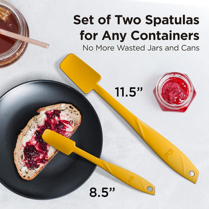 Kitchen Mama WaltzGrip Platinum Silicone Jar and Can Spatula Set: Heat-Resistant, Dishwasher Safe, Ergonomic Grip, Perfect for Mixing and Scraping, Nonstick Cookware (Red)