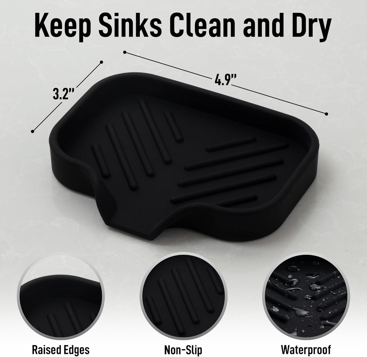 Zulay Kitchen (9x3.5in Sponge Holder for Kitchen Sink - Flexible Heavy-duty Multipurpose Sink Caddy - Counter Organizer for Kitchen, Bathroom, Makeup, Trinkets & More! (Grey)