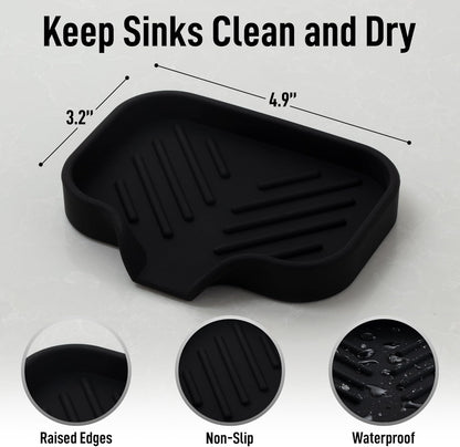 Zulay Kitchen (9x3.5in Sponge Holder for Kitchen Sink - Flexible Heavy-duty Multipurpose Sink Caddy - Counter Organizer for Kitchen, Bathroom, Makeup, Trinkets & More! (Grey)