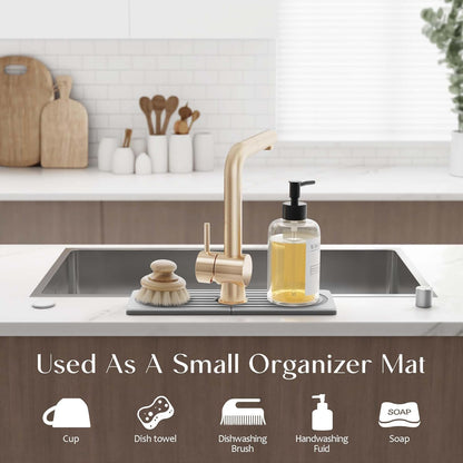 Eormoe Faucet Mat for Kitchen Sink – Diatomite Stone Drying Mat & Sink Protectors, Prevent Moisture – Sink Splash Guard Water-Absorbing Stone Tray for Bathroom Counter (Light Grey, 23.6" x 3.9")