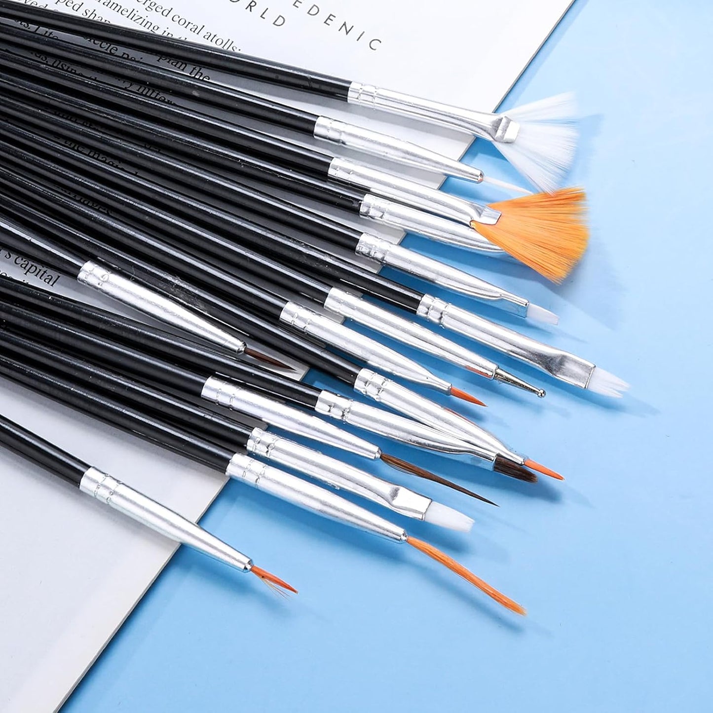 Aster 15Pcs Cake Decorating Brushes, Cake Painting Brushes Kit Food Safe Paint Brushes Multiple Function Cookie Brushes Fondant Sugar DIY Tool Set Candy Icing Pastry Brush for Baking(White)