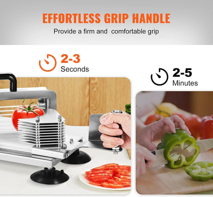 VEVOR Commercial Tomato Slicer, 1/4 inch Tomato Cutter Slicer, Stainless Steel Heavy Duty Cutter Machine, Manual with Non-slip Feet, for Cutting Tomatoes, Cucumbers, Bananas