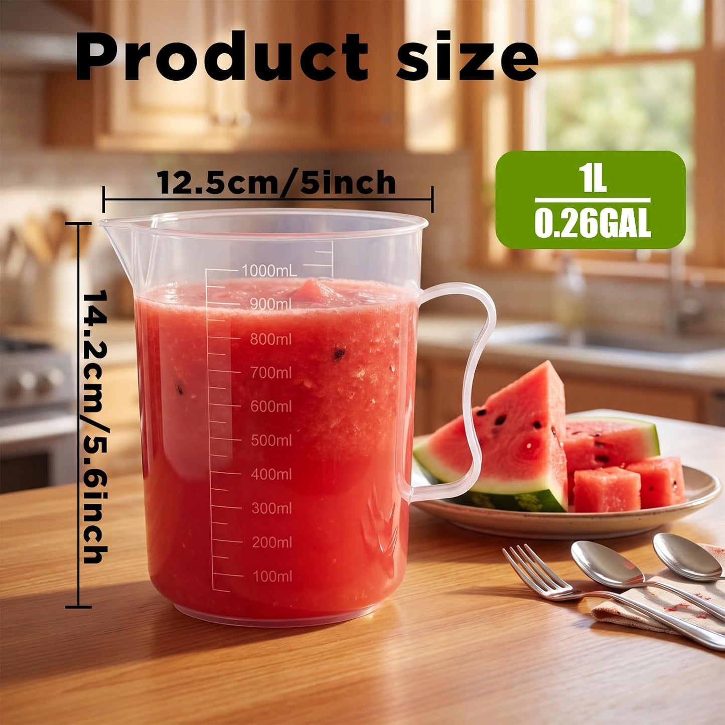 ASEVAT 3-Piece Liquid Measuring Cups Set, 100ml 300ml 1000ml Clear Plastic Measuring Cup with Spout, BPA Free Nesting Measuring Tools for Kitchen Cooking & Baking