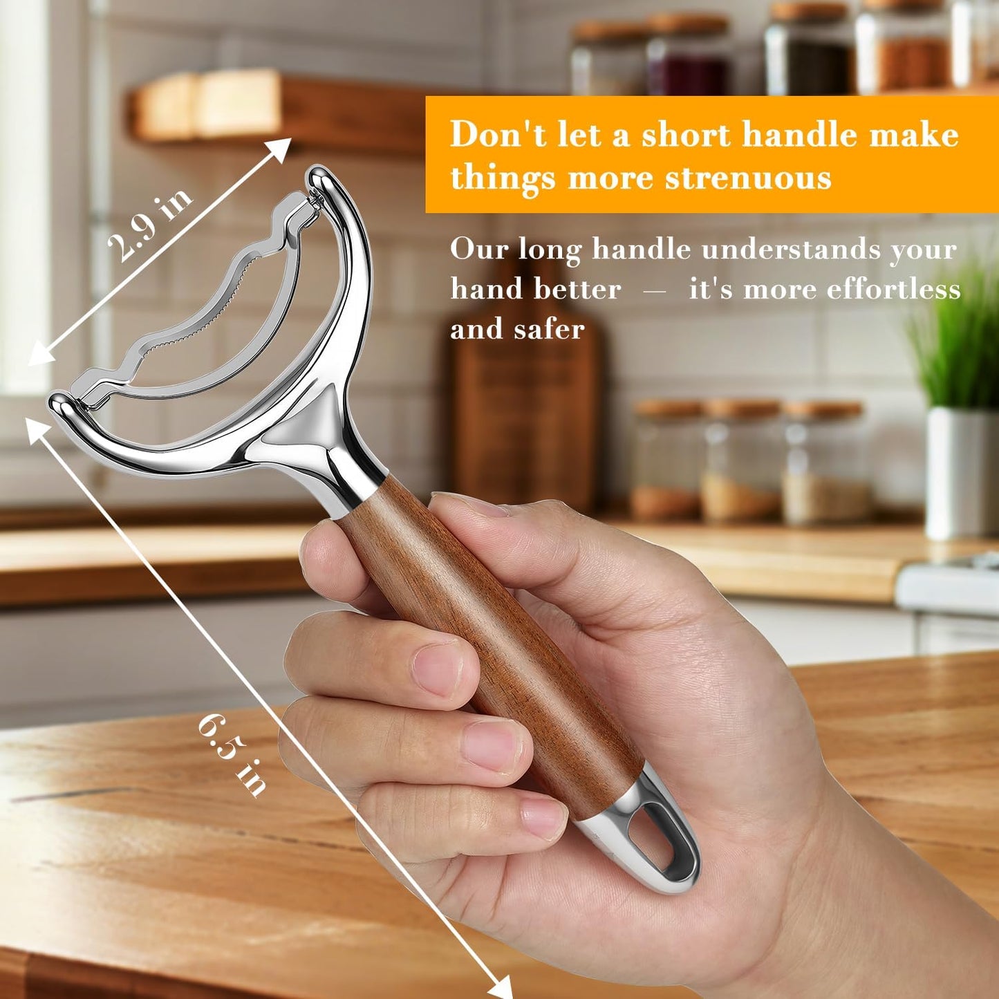 KULUNER Durable Stainless Steel Corn Peeler with Polished Wood Handle Corn on the Cob Stripper Kernel Remover Easy Use Corn Kernel Cutter Kitchen Gadget（Rosewood）