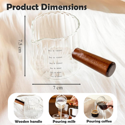 Espresso Measuring Cup with Handle, Espresso Pouring Cup, Espresso Shot Cup, 3oz Glass Measuring Cup For Coffee, Milk, Tea, Baking and Cooking (Clear 90ml)