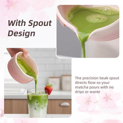 6-Piece Matcha Whisk Set Pink, 18oz Matcha Bowl with Spout, Bamboo Whisk and Chasen Holder, Pink Matcha Kit, Cute Macha Gift Set for Women & Matcha Lovers Starters, Mother's Day Gift