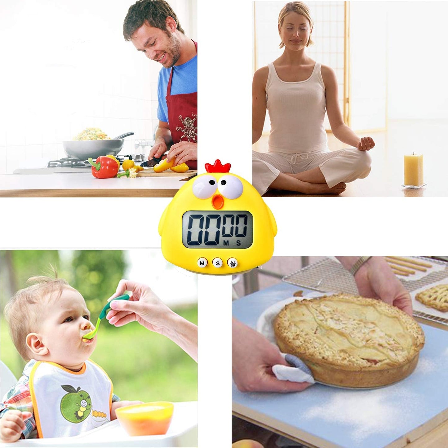 Kitchen Timer, Cute Cartoon Animal Countdown, Digital Cooking Timer with Magnetic, LCD Large-Screen Visual Clock, Hangable Alarm Clock with Stand，for Cooking Bake Sport Game (Timer-XG)