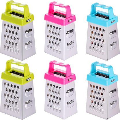 6pcs Mini Cheese Grater Set, Stainless Steel Box Graters, Compact Mini Graters for Kitchen, Small Box Grater for Cheese, Vegetables, Ginger, and More