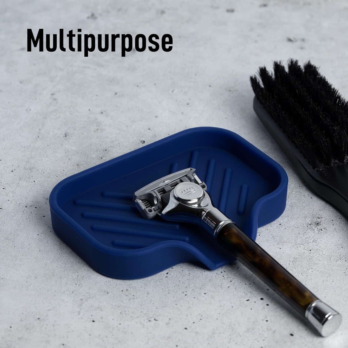 Zulay Kitchen (9x3.5in Sponge Holder for Kitchen Sink - Flexible Heavy-duty Multipurpose Sink Caddy - Counter Organizer for Kitchen, Bathroom, Makeup, Trinkets & More! (Grey)