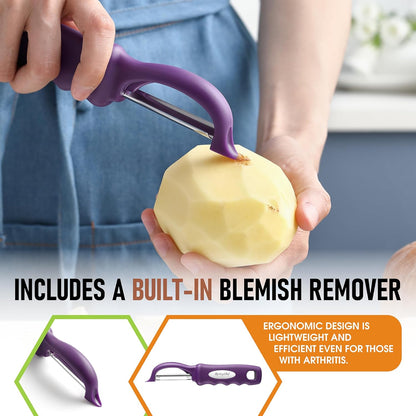 Spring Chef Premium Swivel Vegetable Peeler, Soft Grip Handle and Ultra Sharp Stainless Steel Blades - Perfect Kitchen Peeler For Veggie, Fruit, Potato, Carrot, Apple - Pink Lemonade