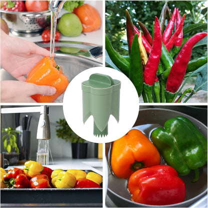 Pepper corer seed remover tool,Upgrade2 in 1 Fruit Pepper Seed Corer Remover,Quickly Cutting and Deseeding Bell Pepper Corer Tool for Vegetables Kitchen Gadget (1 Pcs)