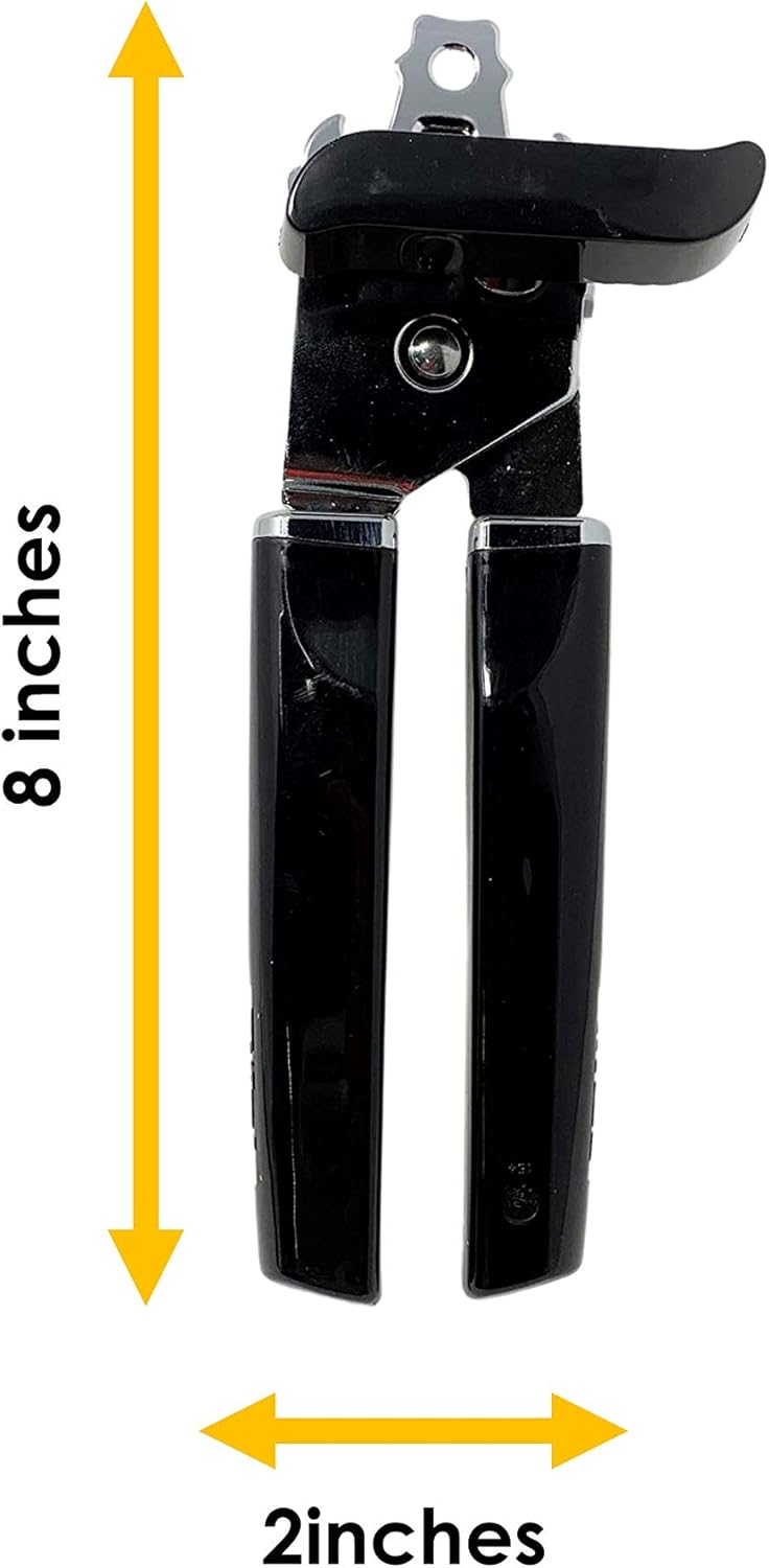 Basics Can Opener Manual Can Openers Sharp Stainless Steel Blade Safe Cover Remover Great for Beer cap (Tin/Bottle) Removal, Big Turning Knob Soft Handle Great Hand grip