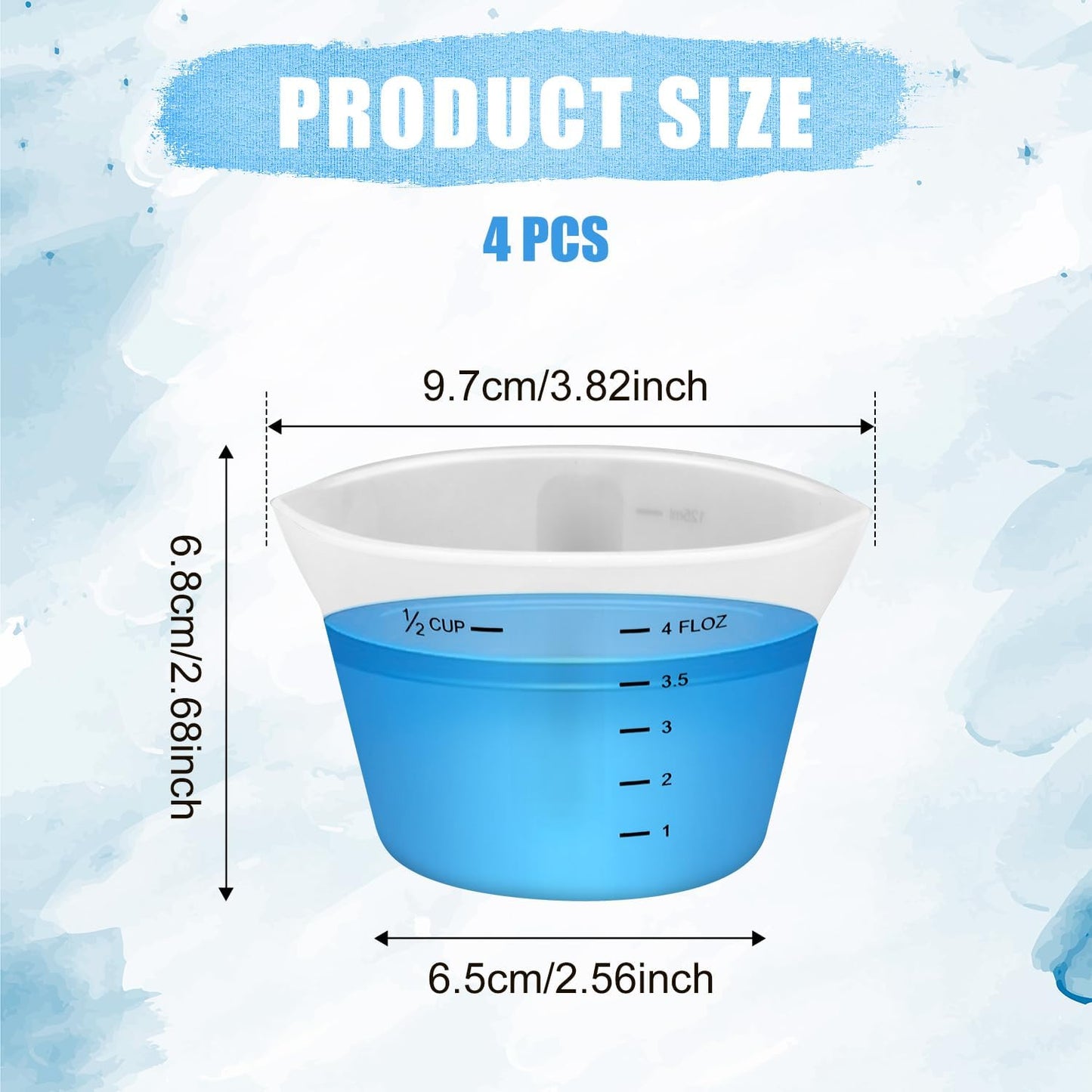 4pcs Laundry Measuring Cup, 125ml Silicone Liquid Measuring Cups Reusable Washable Laundry Detergent Measuring Cup, No More Mess or Leaks for Bathroom Dormitory