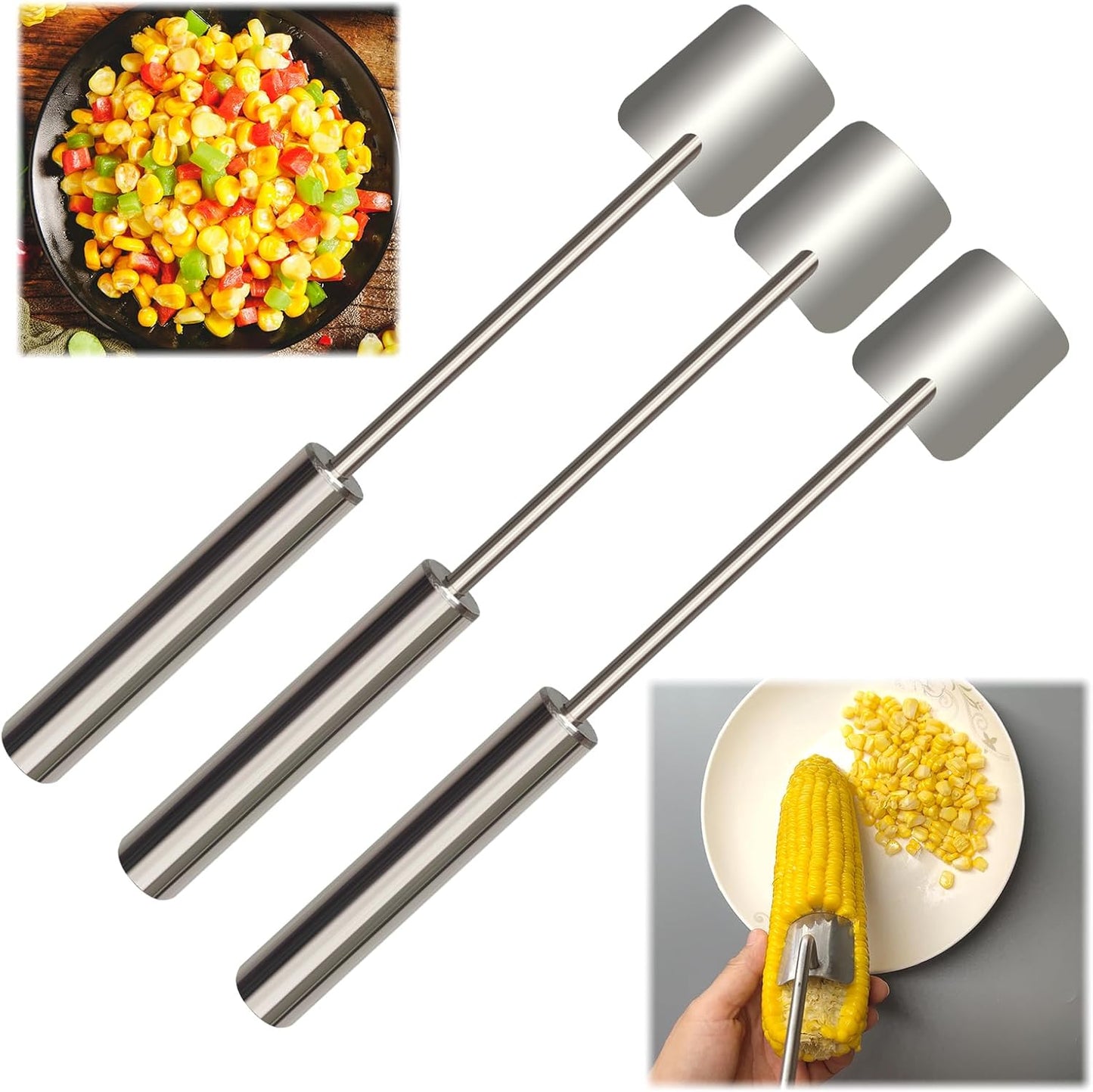 EGZ Corn Cob Peeler Peeler Easy Clean Corn Cob Stainless Steel Splitter Tool Suitable for Home Kitchen, Restaurant Chef, Picnic Lovers (2 Pcs)