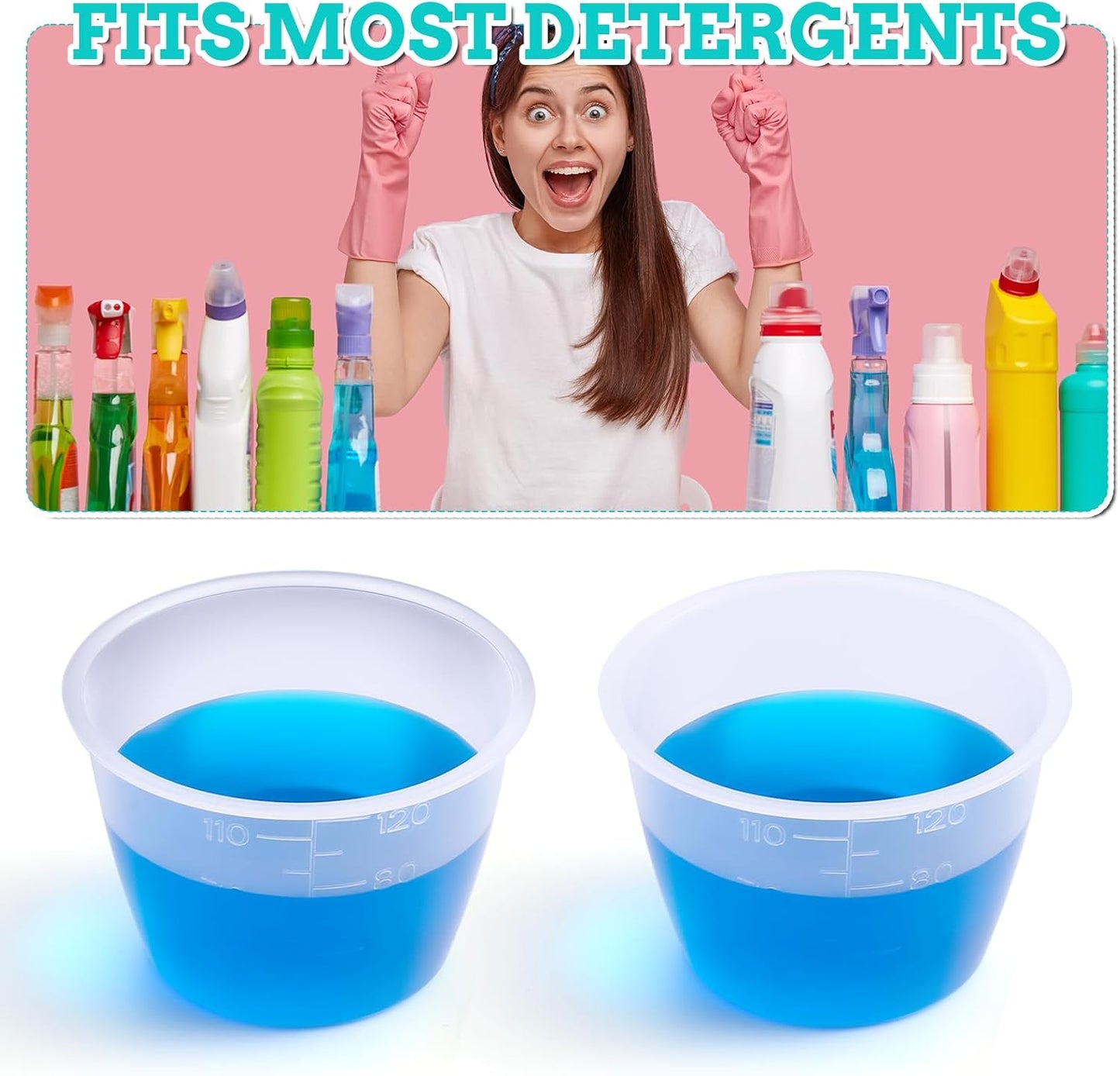 2 PCS Laundry Measuring Cup 120ml Laundry Detergent Washable Cup for Liquid Detergent Reusable Plastic Liquid Measuring Cups for Home