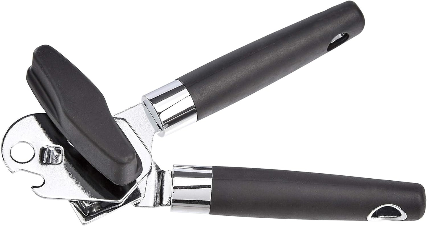 Amazon Basics Multi-function Manual Can Opener and Bottle Opener with Soft Grip Dual Handle, 22 cm, Black