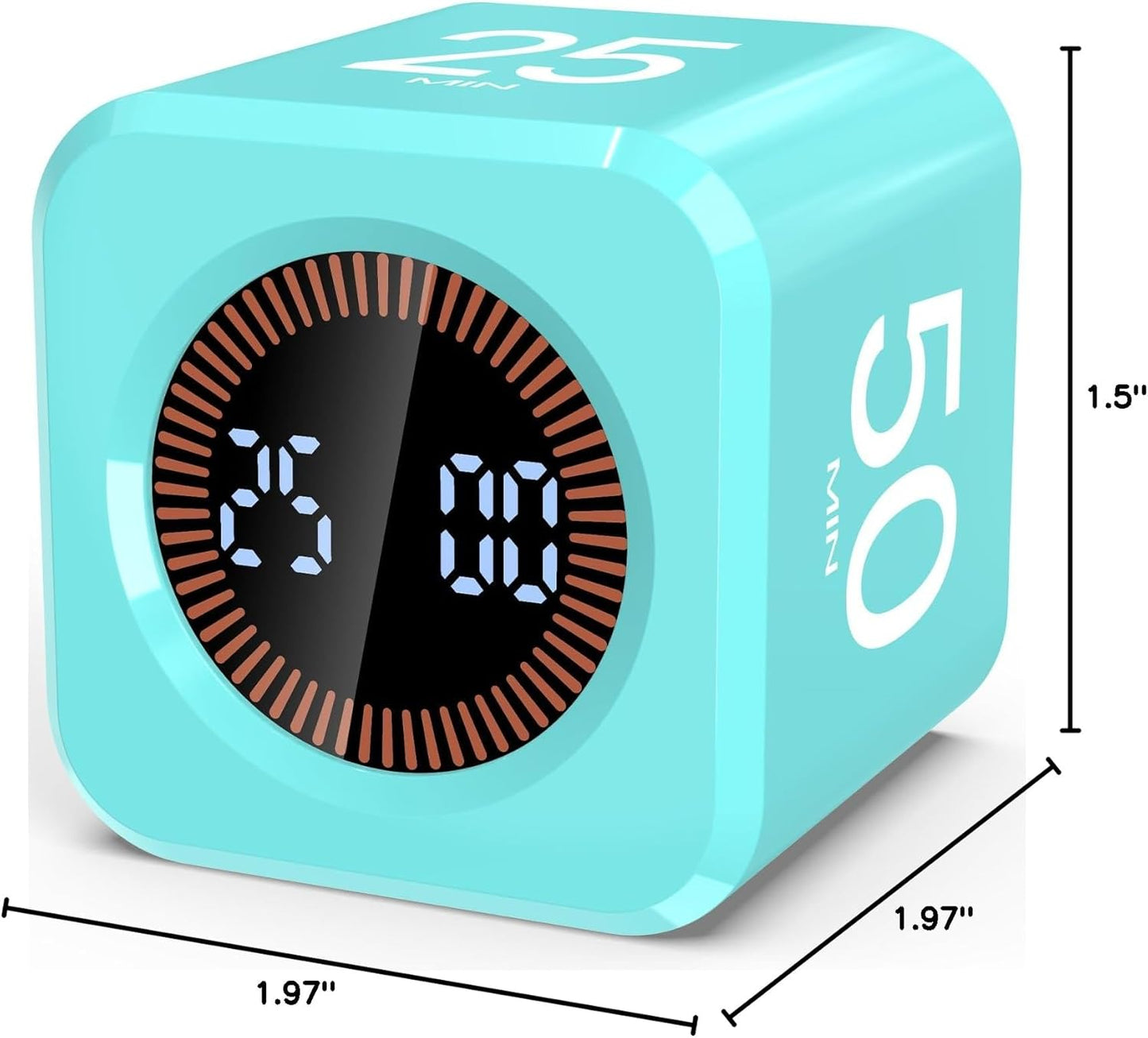 Digital Pomodoro Timer Cube 5/10/25/50min, Visual Productivity Flip Timer for Kids Classroom Desk, Custom Countdown, Silent and Sound Mode for ADHD Study Work Game Kitchen (Orange)
