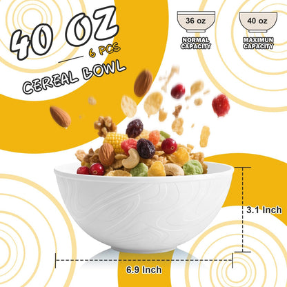 Wheat Straw Bowls Set with Lids, Unbreakable 40 OZ Cereal Bowls Set of 4, Salad Container for Lunch, Microwave & Dishwasher Safe Bowl Set for Kitchen, Picnic, RV, Camping, Multi