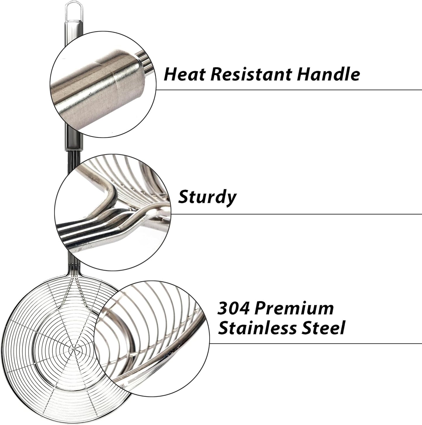 Makerstep Premium Stainless Steel Spider Strainer Skimmer Ladle, Kitchen Utensils Wire Strainer Pasta Strainer Spoon, 5.5 Inch