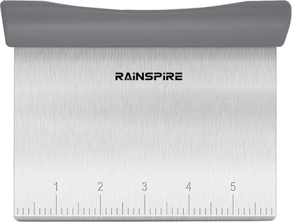 Upgraded 304 Stainless Steel Multi-Purpose Bench Scraper with Measurement Marks, Dishwasher Safe, Dough Cutter for Pizza, Bread and Cookie Dough Vegetable Chopper, Baking Supplies, Mint Green