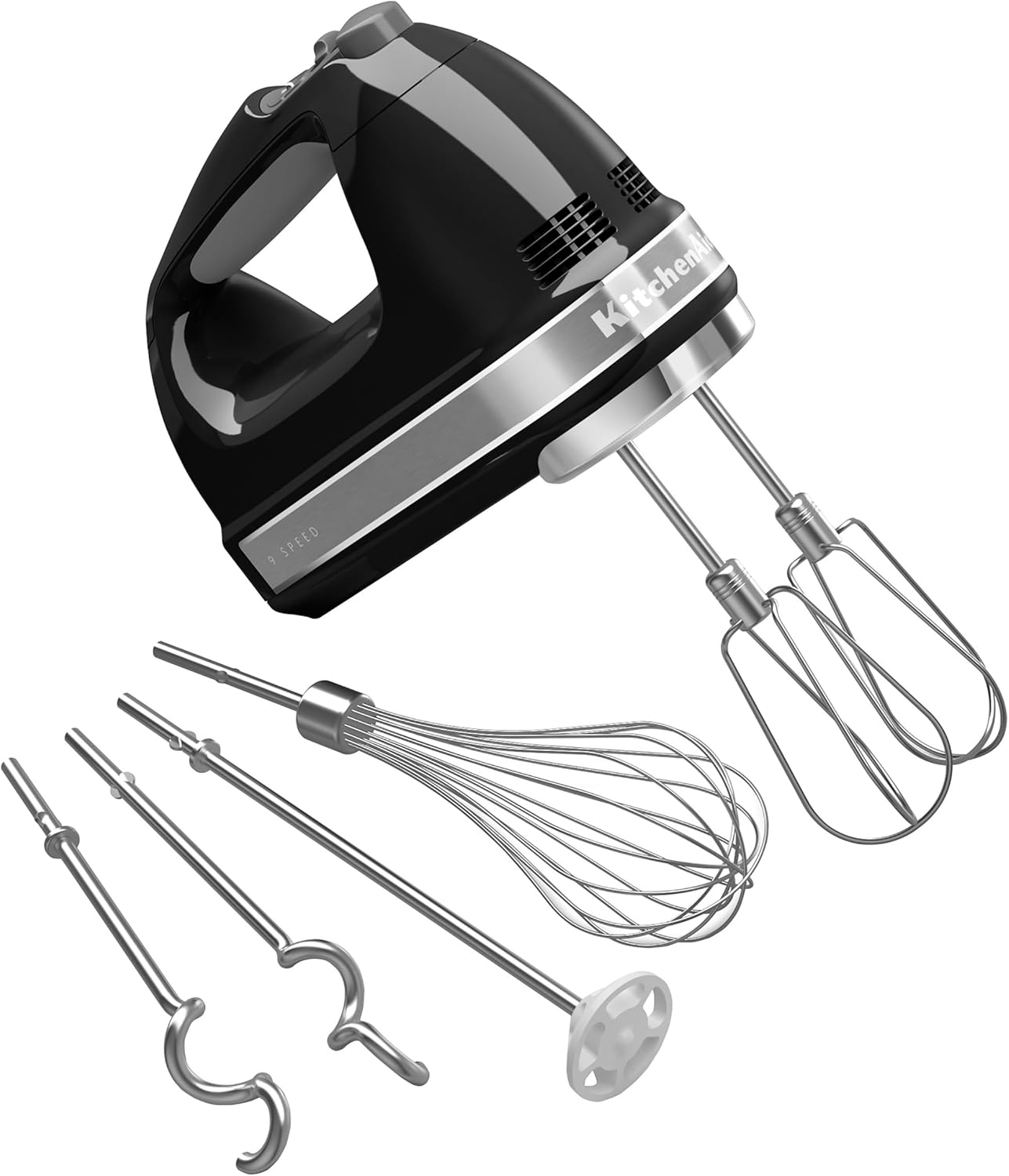 KitchenAid 9-Speed Digital Hand Mixer with Turbo Beater II Accessories and Pro Whisk - Contour Silver