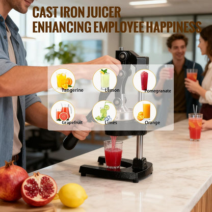 Cast Iron Juicer, Cast Iron Juicer Hand Press Heavy Duty for Squeeze Fresher Juice from Oranges, Lemons, Pomegranates, Effortless, Stable, Easy Clean for Home, Bar, Commercial Use