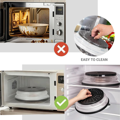 Collapsible Microwave Cover 10.5",Microwave cover for Food 10.5”,Microwave Cover Collapsible Splatter Cover Colander Lid,Fruit Drainer Baske,BPA Free and Non-Toxic(Black) ﻿