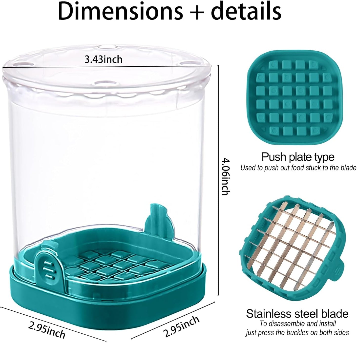 Fruit Chopper Cup - Fruit dicer - Vegetable Chopper - Fruit and Vegetable Speed Chopper with Push Plate - Detachable Fruit Cutter - Kitchen Gadgets - Home Essentials (Dark Blue)