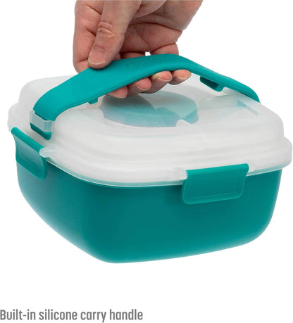 Goodful Stackable Lunch Box Container, Bento Style Food Storage with Removeable Compartments for Sandwich, Snacks, Toppings & Dressing, Leak-Proof and Made without BPA, 56-Ounce, Teal