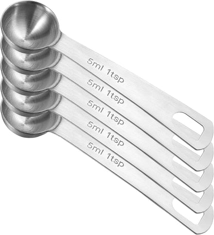 5 PCS Measuring Spoons Tablespoon Measuring Spoon 1/3 Tbsp (1 tsp | 5 ml | 1/6 oz) Stainless Steel Measurings Spoons for Kitchen Cooking Spoon(Silver)