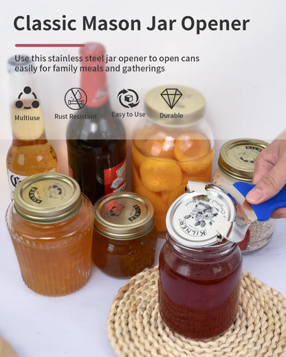 CYDW Mason Jar Opener Tool with Soft Touch Handle, No Lid Dents or Damage, Can Opener Manual Multi-Purpose, Easy Twist Manual Handheld Top Remover, Canning Supplies, Bottle Opener, Made for Lifetime