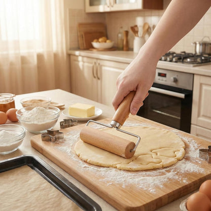 2 Pcs Wooden Rolling Pin Set, Wooden Dough Roller, Non-Stick Baker Pastry Roller, Pizza Rollers, Small Rolling Pin, Dough Baker Rollers Set for Home Kitchen Baking Cooking (2 Sizes)