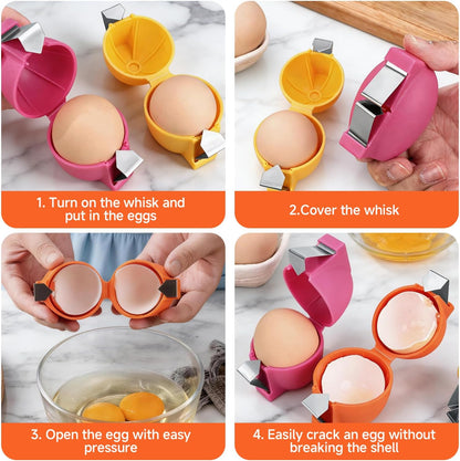 3 PCS Egg Shell Opener Egg Separator for Raw Eggs,Hard Boiled Egg Peeler Egg Cube Egg Separator,Quickly Cutting Off Cooked Eggs,Stainless Steel Eggshell Breaker Kitchen Gadgets (3 pcs) (3 PCS set)